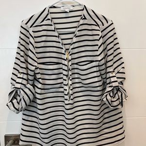 Black and white loose blouse